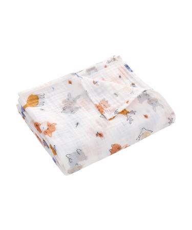 Miracle Baby muslin blanket swaddle Cotton Summer 110x150cm 115x150cm for Boys Girls Animal(a Layer) 115 x 150 cm