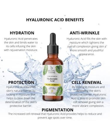 Brittanie's Thyme Pure Hyaluronic Acid Serum | Anti-Aging Face Serum for Fine Lines & Wrinkles | Intense Plumping & Hydration | 2 oz Repair for Dry Skin - Buy Online on GoSupps.com