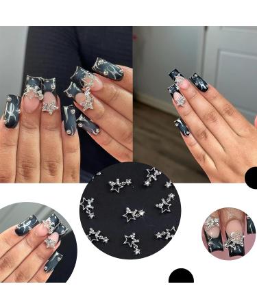 Baoximong 20 PCS Star Nail Art Charms | 3D Rhinestone Design Nail Jewels for Acrylic Nails - Gold & Silver Nail Charms for Women | Nail Decorations - Buy Online on GoSupps.com