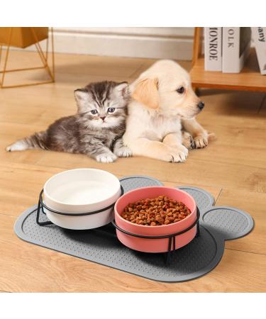 ZOCONE Cat Food Mat - Non Slip Waterproof Pet Mat for Bowls - Cat Paw Shape Design - Grey - Buy Online on GoSupps.com