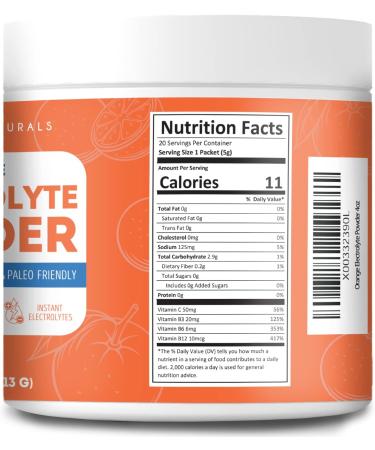 Kate Naturals Orange Electrolytes Powder 4oz - Vegan Instant Electrolytes for Energy, Hydration, and Cramp Relief - Non-GMO, Keto-Friendly, Zero Sugar - Buy Online on GoSupps.com