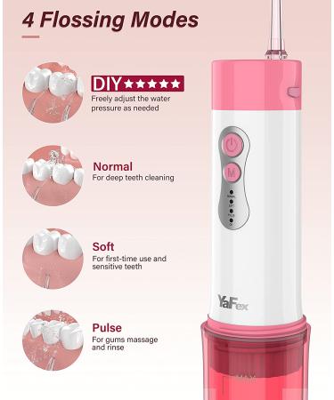 YaFex Portable Water Flosser - Rechargeable Oral Irrigator with DIY Mode & 5 Tips (Pink) | Travel-Friendly Teeth Cleaning - Buy Online on GoSupps.com