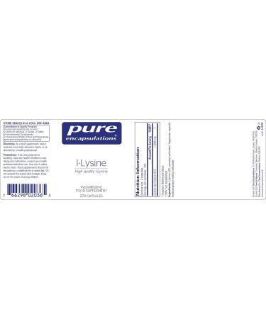 Pure Encapsulations L-Lysine 500mg | Essential Amino Acid Supplement | 270 Vegetarian Capsules - Buy Online on GoSupps.com