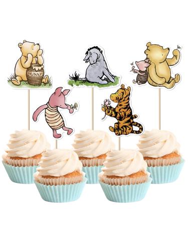 40 Pack Winnie Baby Shower Cupcake Toppers Classic the Pooh Honey Birthday Cupcake Picks Cute Winnie Kids Birthday Baby Shower Cupcake Decorations Party Supplies 5