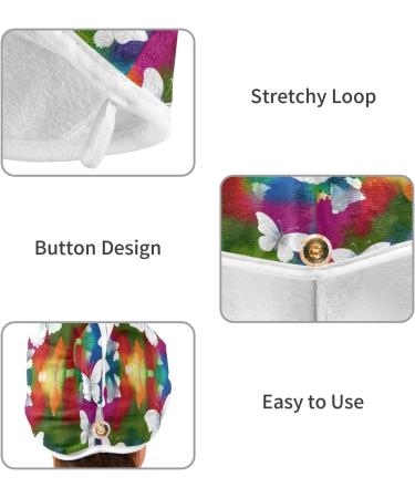 Buy White Butterflies Watercolor Hair Towel 2 Pack - Super Absorbent Quick Dry Turbans for Women & Girls - Buy Online on GoSupps.com