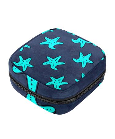 Starfish Print Pattern Menstrual Cup Pouch Menstrual Pad Bag Feminine Menstruation Bags Portable Sanitary Napkin Pads Storage Bags Color 4
