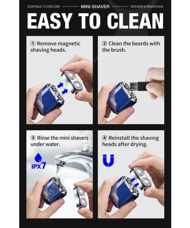 Alloy Mini Electric Razor for Men Portable Cordless Travel Electric Shaver USB-C Rechargeable Electric Shavers for Men IPX7 Waterproof Magnetic Detachable Head Dry Shave Leather Case Included Blue - Buy Online on GoSupps.com