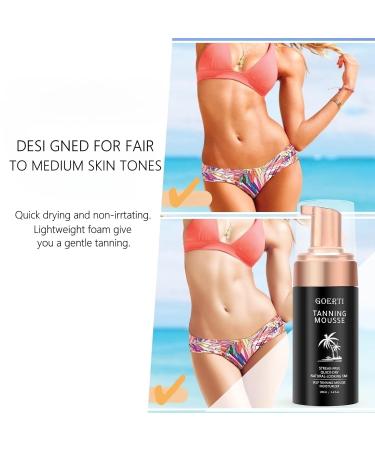 Self Tanning Mousse - GOERTI Coconut Scented Self Tanner for Fair to Medium Skin | Sunless Tanning Foam for Body & Face | 100ml - Buy Online on GoSupps.com