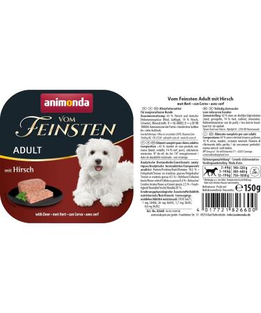 Animonda Vom Feinsten Adult Dog Food - Wet Food with Deer 22 x 150g | Premium International Shipping - Buy Online on GoSupps.com