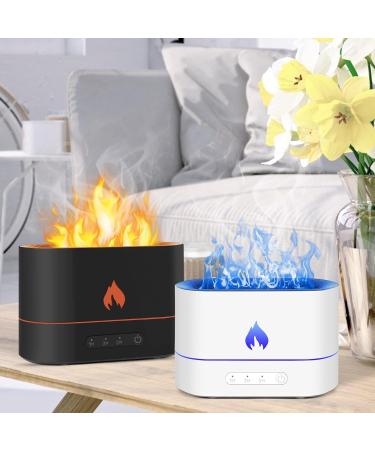 Teklemon 250ml Aroma Diffuser with Flames Effect Light Essential Oil Diffuser with 2 Brightness Levels 3 Timers Waterless Auto Shut-Off for Home Yoga & Baby - White - Buy Online on GoSupps.com
