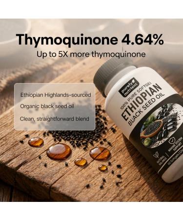 PURELYNUTRIENT Ethiopian Black Seed Oil Softgels |4.64% Thymoquinone | Non-GMO Gluten-Free 60 Capsules - Buy Online on GoSupps.com