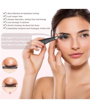 Luejnbogty USB Rechargeable Eyelash Curler for Quick Natural Curling Long Lasting Eyelashes Curl Tool Heated Eyelash Curler Black - Buy Online on GoSupps.com