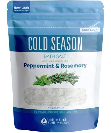 Cold Season Bath Salt 32 Ounces Epsom Salt with Natural Rosemary  Peppermint  Eucalyptus and Lemon Essential Oils Plus Vitamin C in BPA Free Pouch with Easy Press-Lock Seal 2 Pound (Pack of 1)