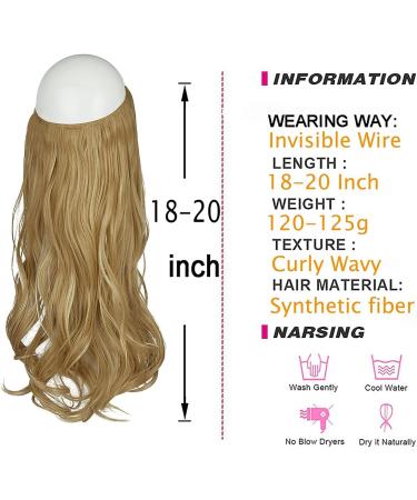 ZAIQUN Hair Extensions Invisible Secret Wire Hair Extensions One Piece Straight Curly Wavy Hair Extension Synthetic Hairpieces for Women 18/20/22 inch 20 Inch--Curly Dirty Blonde--20'' - Buy Online on GoSupps.com