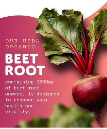IVL Organic Beet Root Circulation Support Supplement 60 Tablets 1350mg with Black Pepper USDA Certified - Buy Online on GoSupps.com
