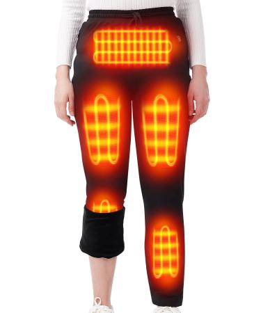 HEATEDTEK Women Heated Pants - Warm Heating Pants for Womens, 8pcs Heating Pads, 3 Temperature Control (Without Battery) Black Small