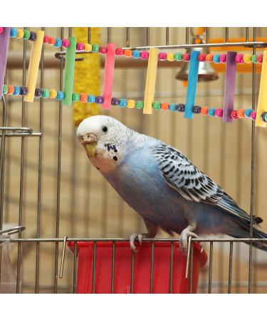 UEETEK Colorful Ladder Bird Toy 12-Step Flexible Ladders Wooden Rainbow Bridge Swings for Parrots Pet Trainning (Random Color) - Buy Online on GoSupps.com