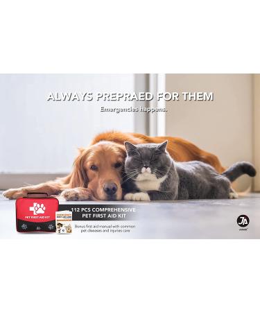 JUSAID Pet First Aid Kit - 105 Piece Nursing Supplies with Emergency Collar | Ideal for Home, Office, Travel, Car, Hiking | For Dogs, Cats - First Aid Instructions Included - Buy Online on GoSupps.com