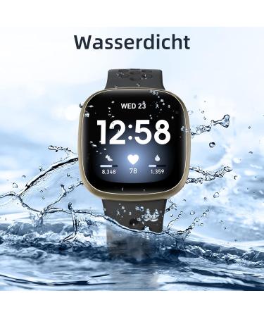 Upeak Sports Bracelet for Fitbit Versa 3 Versa 4 Sense & Scythe 2 - Breathable Silicone Replacement Bands for Men & Women - Charcoal/Black - Buy Online on GoSupps.com