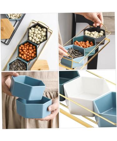 STOBAZA 1set Compartment Platter Platters Trays Fruit Container Sauce Plate Sauce Dish Snack Fruit Dish 30.3X13CM Golden - Buy Online on GoSupps.com