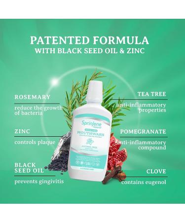 Sprinjene Fluoride Free Mouthwash with Black Seed Oil & Zinc - Alcohol Free, SLS Free, Vegan & Halal (Natural) - Buy Online on GoSupps.com