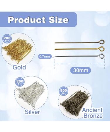 TOAOB 600pcs 30mm Eye Pins Mixed Colors - 21 Gauge Metal Wire Findings for DIY Jewelry Making - Buy Online on GoSupps.com