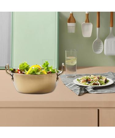 Metal Bowls - Snacks Bowl with Double Ear | Noodle Bowl with Handle | Stainless Steel Soup Bowls for Camping | Korean Golden Snack Bowl | Household Serving Bowl for Rice Desserts | Cooking Bowl Gold 14CM - Buy Online on GoSupps.com