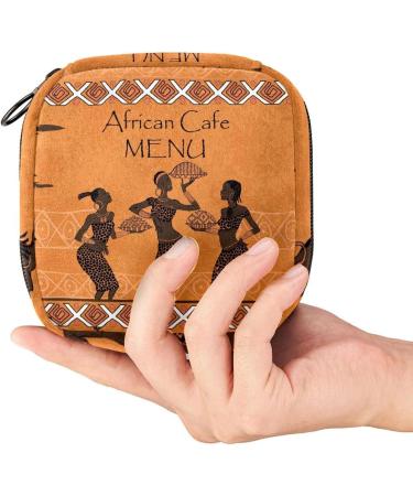 Beautiful African Woman Pattern Storage Bag for Menstrual Pads & Cups | Portable Zipper Pocket for Teens & Women - Buy Online on GoSupps.com