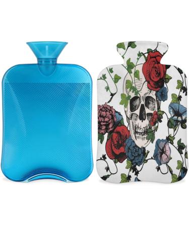 2L Hot Water Bottle for Pain Relief | Sugar Skull Flower Roses | PVC Warm-Up Bag for Cold & Heat Therapy Menstrual Cramps Foot & Hand Warmer - Buy Online on GoSupps.com
