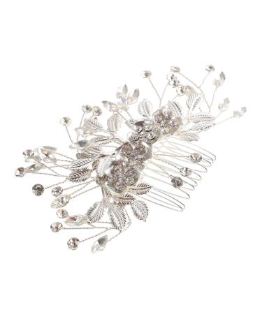 Angoily Bridal Hair Comb Hair Comb Bridal Comb Rhinestone Hair Accessories Hair Decor Teasing Combs for Women Pearl Decor Tiara Exquisite Hair Comb Hair up Wedding Alloy Bride