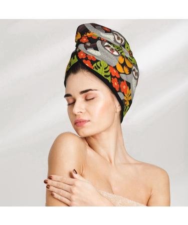 Sloth on The Branch Microfiber Hair Towel | Soft Super Absorbent Coral Velvet Wrap for Long Curly & Thick Hair - Quick Dry for Women - Buy Online on GoSupps.com