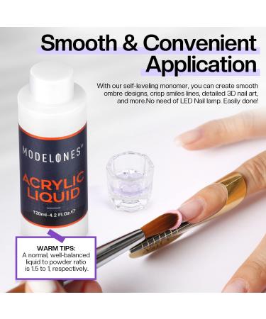 Modelones 4oz Professional Acrylic Nail Liquid - MMA Free, Non-Yellowing Medium Drying Formula - Buy Online on GoSupps.com