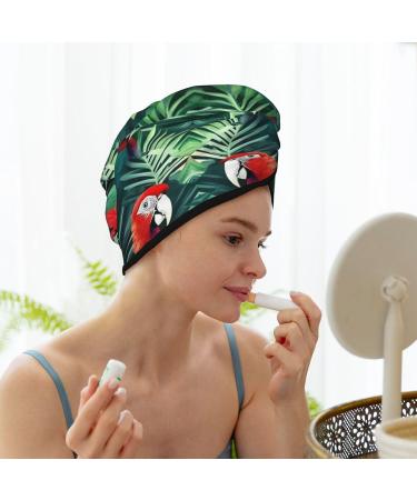 Tropical Flower Parrot Coral Velvet Dry Hair Cap Ideal for Home Travel Pool Parties & Beaches | Shop Now - Buy Online on GoSupps.com