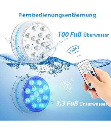 Czemo Pool Lighting - 4 Magnetic LED Underwater Lights with Remote Control | IP68 Waterproof for Pools Ponds & Aquariums - Buy Online on GoSupps.com