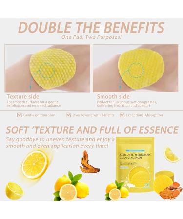 Kojic Acid and Turmeric Pads Turmeric Kojic Acid Pads Exfoliating Face Turmeric Kojic Pads Turmeric Kojic Cleansing Pads for Dark Spots Dull Skin Helps Balance Skin Oil and Water - Buy Online on GoSupps.com