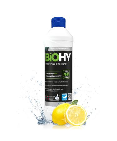 Biohy stainless steel cleaner (500 ml) |Stainless steel care for streak -free shineIdeal for kitchen pots or grill |Clean stainless steel in gastronomy & household |Nursing cleaning agent