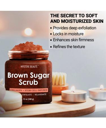 MYST RE BEAUT Brown Sugar Body Scrub - Natural Skin Care for Men & Women - Exfoliating & Moisturizing Formula - 12 Oz - Buy Online on GoSupps.com