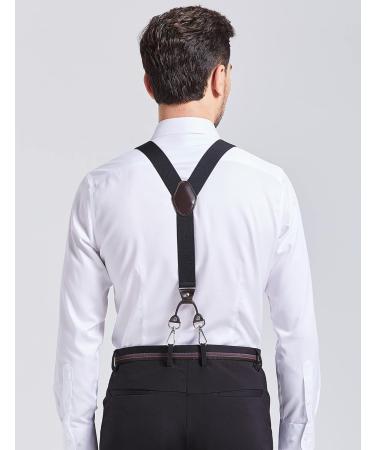 Buy Ausukler Heavy Duty Men's Suspenders - Extra Strong 3.5cm Wide Braces with Swivel Hook - Black - International Shipping Available - Buy Online on GoSupps.com