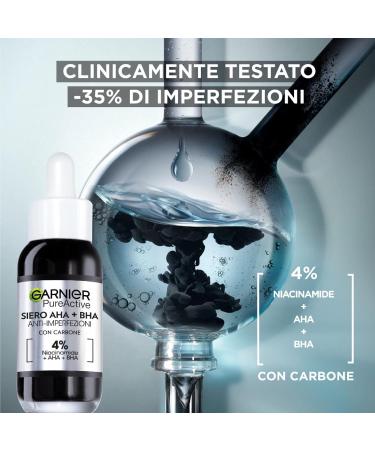 Garnier PureActive Anti-Imperfections Face Serum with Charcoal Niacinamide AHA BHA Treatment Pimples Blackheads Redness Light Mattifying Unifying Formula Without Residue - 2 Bottles of 30ml - Buy Online on GoSupps.com