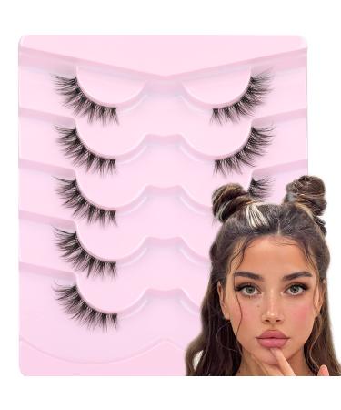 Half False Eyelashes Natural Look Lashes Cat Eye Lashes Wispy Eyelashes with Clear Band 3D Curly Fake Lashes Pack by Focipeysa F05