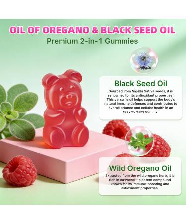 Oil of Oregano with Black Seed Oil 6000mg Oregano Oil Gummies 2-in-1 Black Seed Oil Supplement for Women & Men Digestive & Antioxidant Health Sugar Free & Vegan Raspberry Herbal Gummies 60 Count 60 Count (Pack of 1) - Buy Online on GoSupps.com