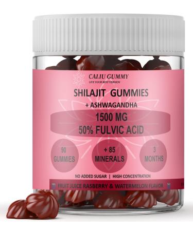 Shilajit Gummies + Ashwagandha | 90 Gummy Bears | 50% Fulvic Acid | 3 Months 1500mg | With Ashwagandha and Pure Shilait + 85 Minerals | Himalayan Shilajit Resin | Sugar Free | 1 per day