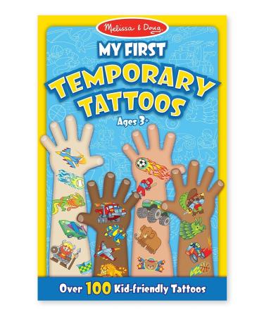 Melissa & Doug Blue: My First Temporary Tattoos - 100+ Kid-Friendly Tattoos & 1 Scratch Art Mini-Pad Bundle (02947)