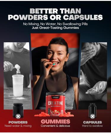99.99% Creatine Monohydrate Gummies More 15% Strength 5X Energy & Muscle Support Pre-Workout Complex Creatine for Women & Men with 5000mg Creatine L-Taurine B12 Mg & K 0 Sugar Vegan Strawberry 120 Count (Pack of 1) - Buy Online on GoSupps.com