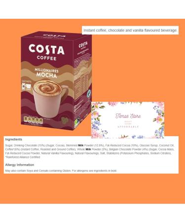 Temas Costa Coffee Instant Coffee Sachets Bundled With Reusable Coffee Cup Sleeves & Coffee Stirrers | Millionaire Mocha | Coffee Gifts (Millionaire Mocha) - Buy Online on GoSupps.com