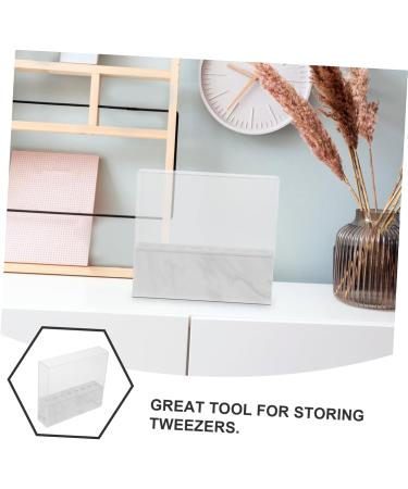 FRCOLOR Eyelash Tweezer Stand Lash Tweezers Spatula Holder Display Stand Lash Cluster Tweezers Makeup Brush Holder Eyelashes Extension Supplies Tweezers Display Rack White Acrylic 17.50X16.00X4.00CM - Buy Online on GoSupps.com