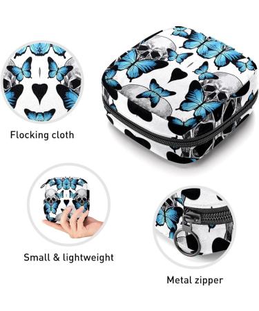 GIAPB Period Bag - Sanitary Napkin Storage & Travel Makeup Bag - Butterfly and Skulls Design - Buy Online on GoSupps.com