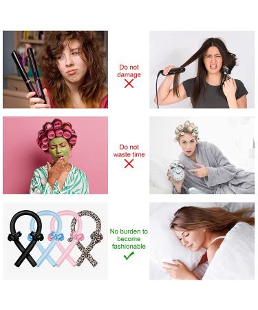 Silk No Heat Curling Headband Set for Long Hair - Includes 2 Hair Ties and 1 Hair Clip - Overnight Curling Rod Headband for Easy Styling - Pink - Buy Online on GoSupps.com