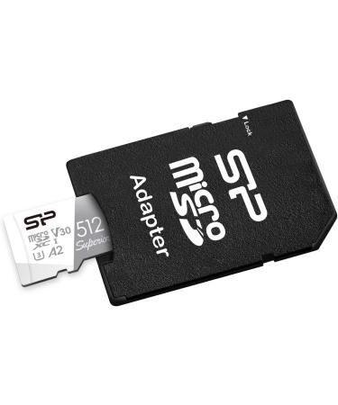 Silicon Power 512GB Superior Micro SDXC UHS-I (U3)  V30 4K A2  Compatible with GoPro Hero 9 High Speed MicroSD Card with Adapter A2 512GB - Buy Online on GoSupps.com