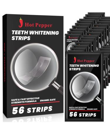 Professional Teeth Whitening Strip  Hot Pepper Non-Sensitive Teeth Whitening Kit- 56 Strips  28 Treatments Whiten Strips to Remove Coffee Tea Stains and etc (Coconut)